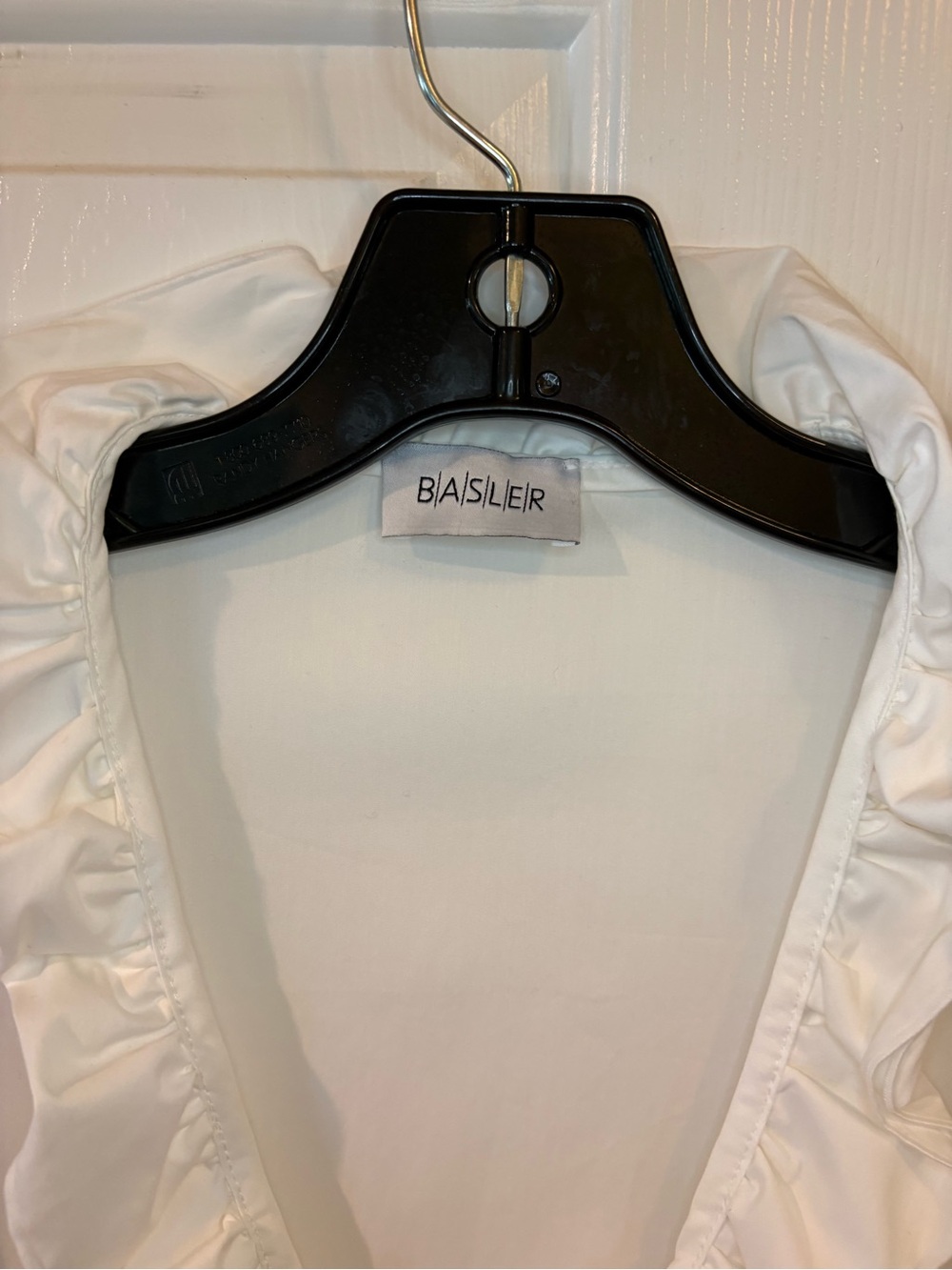 Basler White Ruffle V-Neck Button-Front Blouse - Picture 4 of 7